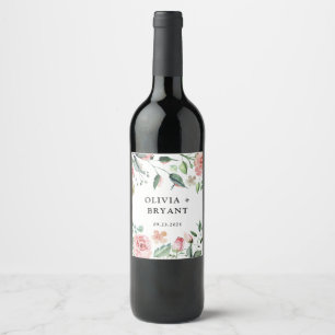 Midnight Creme Roses Floral Wine Label