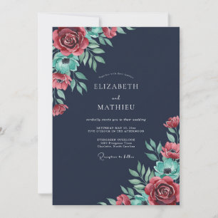 Midnight Crimson Painted Wedding Invitation