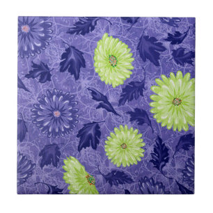 Midnight Daisy Garden Ceramic Tile