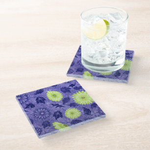 Midnight Daisy Garden Glass Coaster