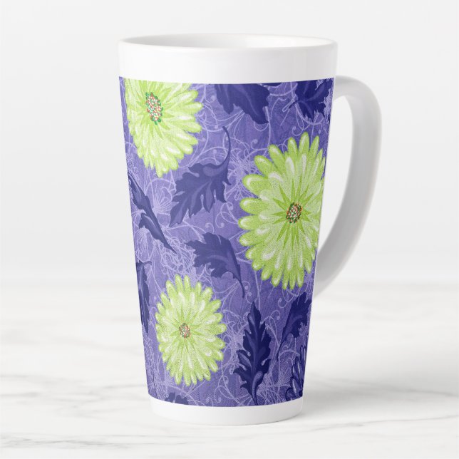 Midnight Daisy Garden Latte Mug (Right Angle)