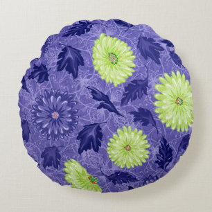 Midnight Daisy Garden Round Cushion