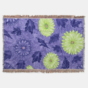 Midnight Daisy Garden Throw Blanket