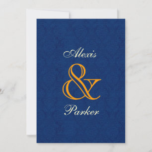 Midnight Damask Wedding R107 Invitation
