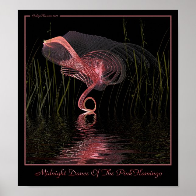 Midnight Dance Of The Pink Flamingo Poster (Front)