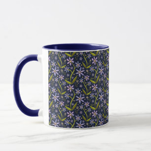 Midnight Dancing Daisies Watercolor Mug