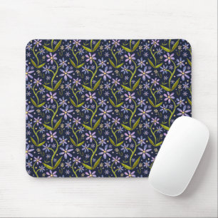 Midnight Dancing Watercolor Daisies Mouse Pad