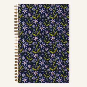 Midnight Dancing Watercolor Daisies Notebook