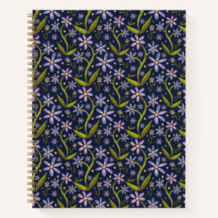 Midnight Dancing Watercolor Daisies Notebook