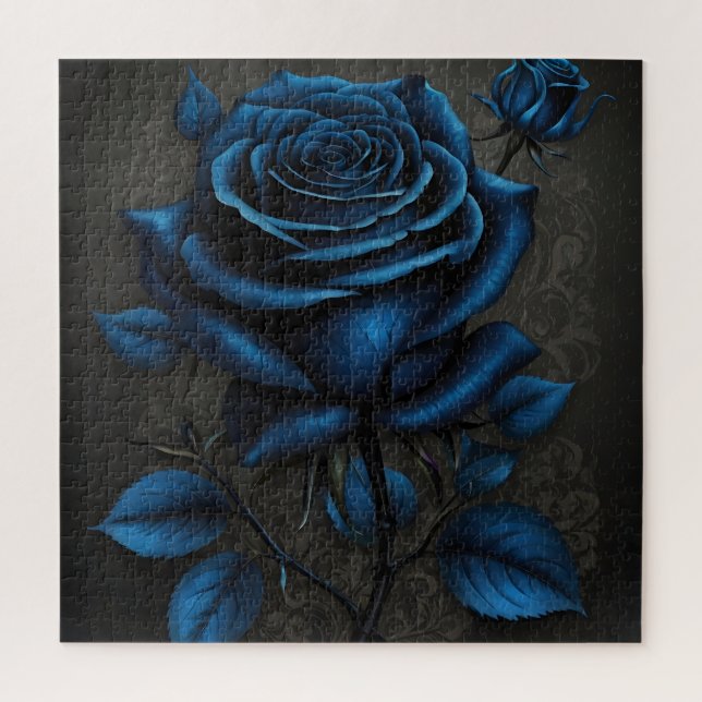 Midnight Deep Blue Rose Jigsaw Puzzle (Vertical)