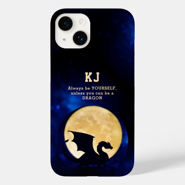 Midnight Dragon Minimalist Initials Back to School Case-Mate iPhone Case (Back)