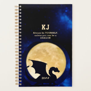 Midnight Dragon Minimalist Initials Back to School Planner
