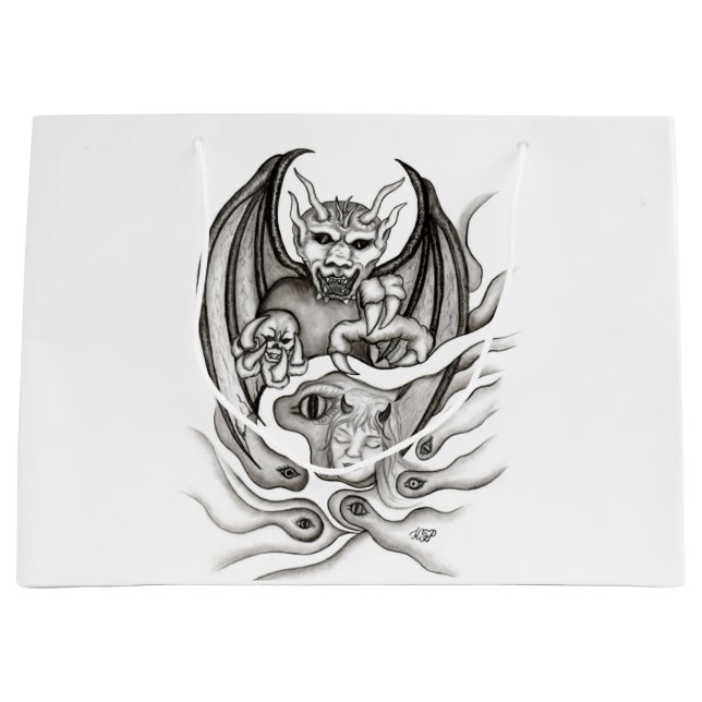 Midnight Dream - Devils in Tattoo-style Large Gift Bag (Front)