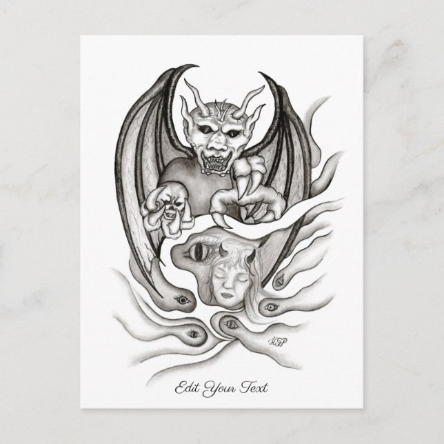 Midnight Dream - Devils in Tattoo-style Postcard (Front)