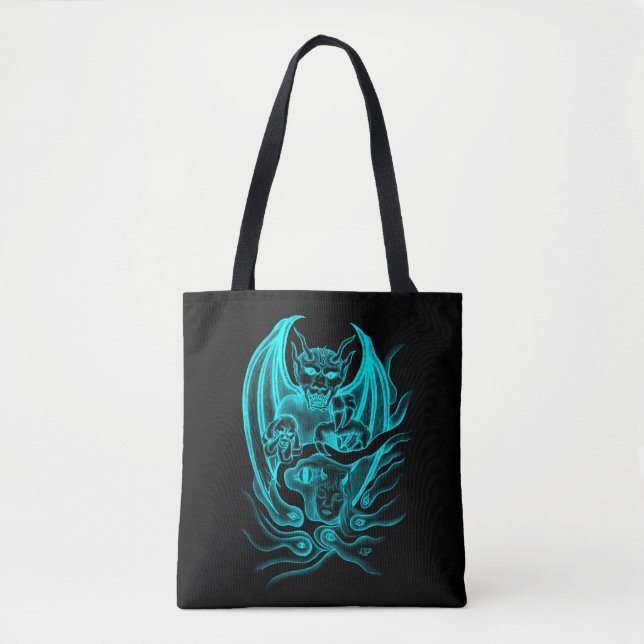 Midnight Dream - Devils in Tattoo-style Tote Bag (Front)