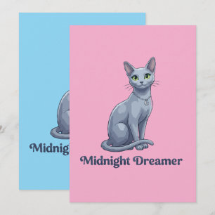  Midnight Dreamer Celestial Cat Holiday Card
