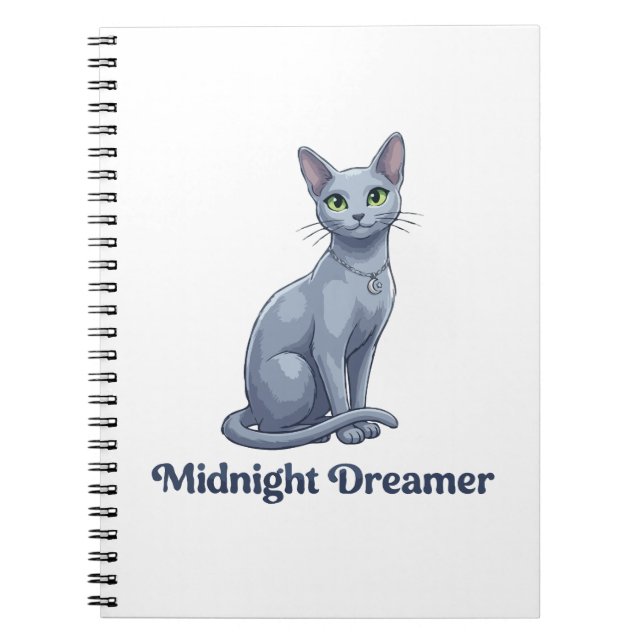  Midnight Dreamer Celestial Cat Notebook (Front)