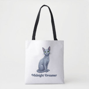 Midnight Dreamer Celestial Cat Tote Bag
