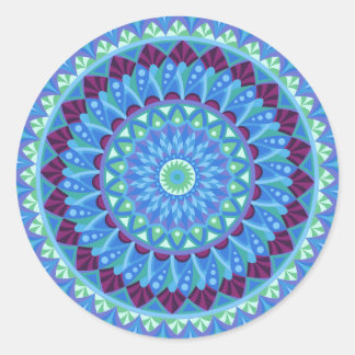 Midnight Dreams Mandala Blue Boho Aesthetic Classic Round Sticker