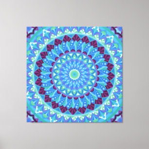 Midnight Dreams Mandala Blue Boho Canvas Print