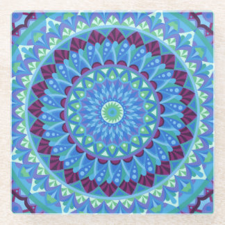 Midnight Dreams Mandala Blue Boho Drink Glass Coaster