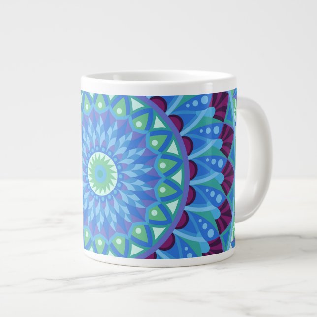 Midnight Dreams Mandala Large Coffee Mug (Front Right)