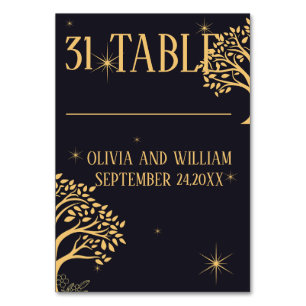 Midnight Elegance: Dark Blue Wedding Table Number
