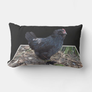 "Midnight Feathers: A Black Chicken in Popout Art" Outdoor Cushion