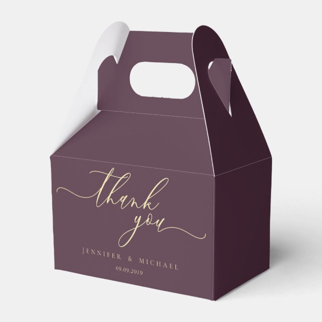 Midnight Fig Modern Brand Wedding Thank You Favour Box (Front Side)