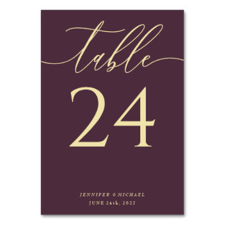 Midnight Fig Simple Elegant Seating Table Number