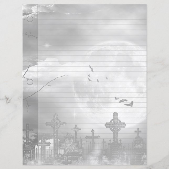 Midnight Flight Goth Cemetery Notebook Paper (Front)