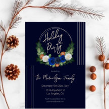 Midnight Floral Wreath Holiday Party