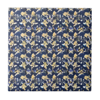 Midnight Florals: A Nocturnal Elegance Ceramic Tile