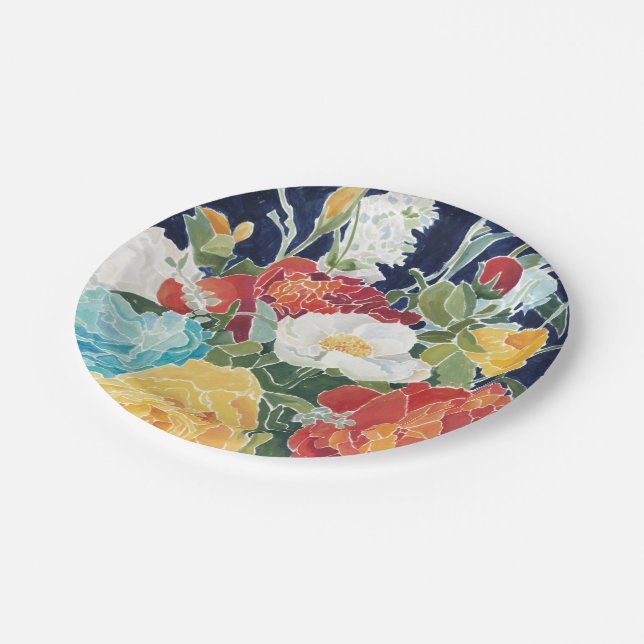 Midnight Florals I Paper Plate (Angled)