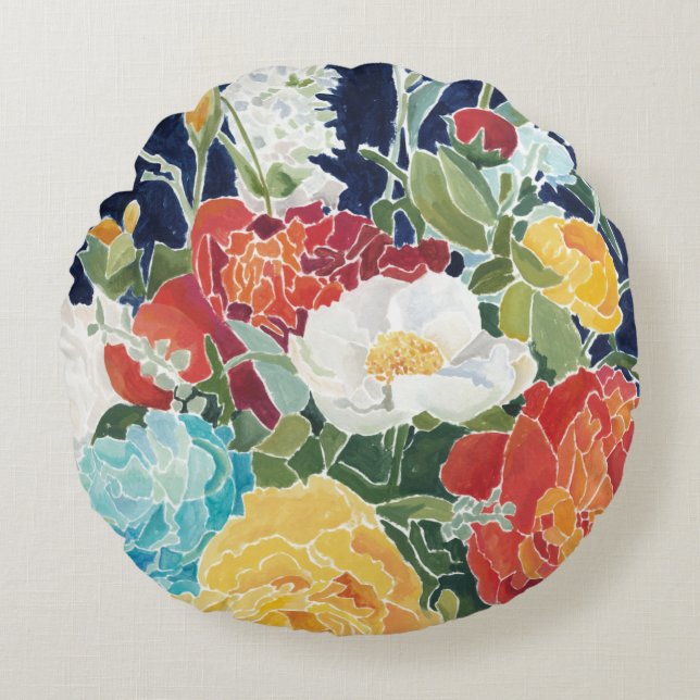 Midnight Florals I Round Cushion (Front)
