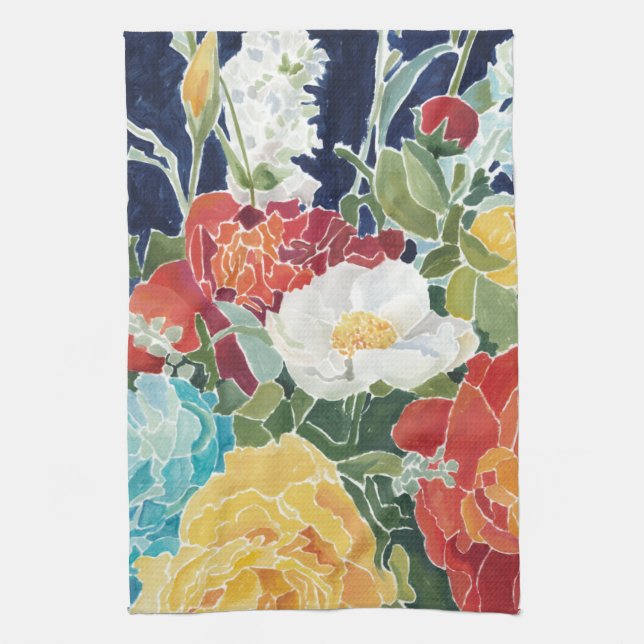 Midnight Florals I Tea Towel (Vertical)