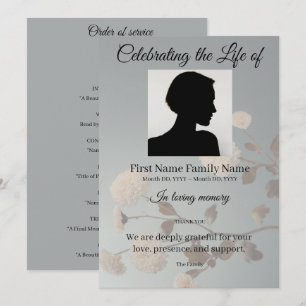 Midnight flower order of service invitation