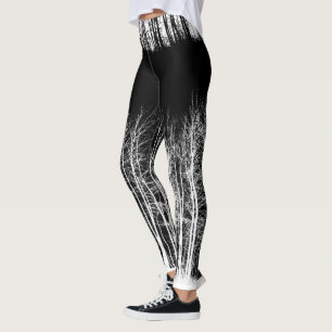 Midnight Forest Black and White Leggings