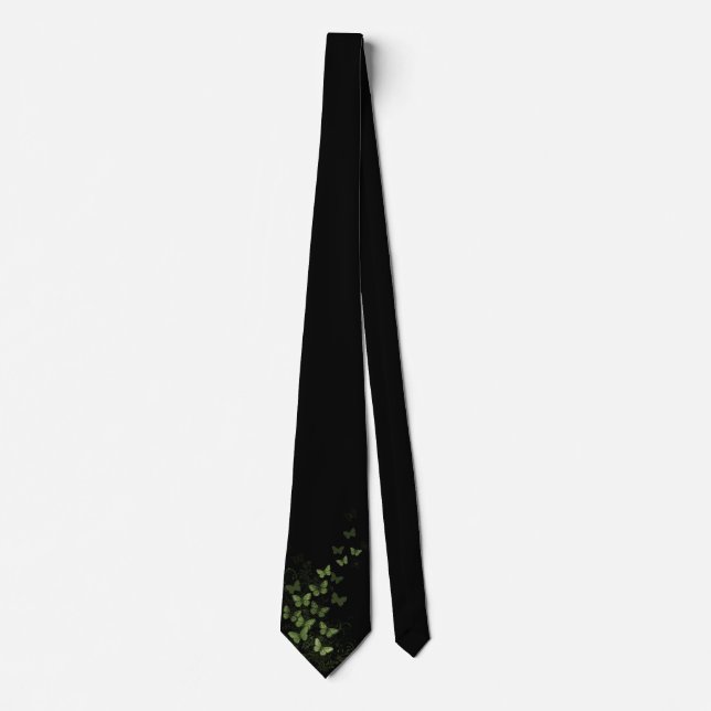 Midnight Forest Butterfly – Elegant Black  Tie (Front)