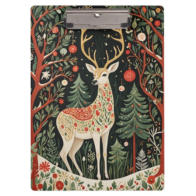 Midnight Forest Christmas Deer Clipboard (Front)
