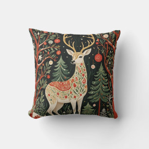 Midnight Forest Christmas Deer Cushion
