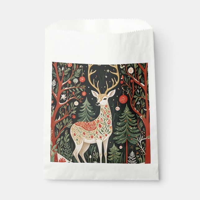 Midnight Forest Christmas Deer Favour Bag (Front)