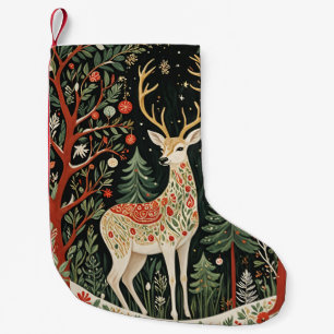Midnight Forest Christmas Deer Small Christmas Stocking
