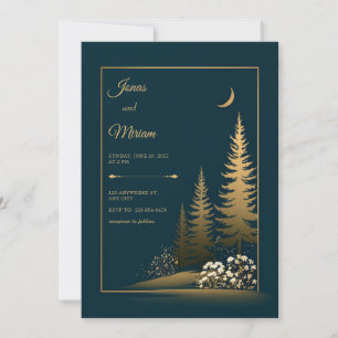 Midnight Forest Gold Wedding Invitation