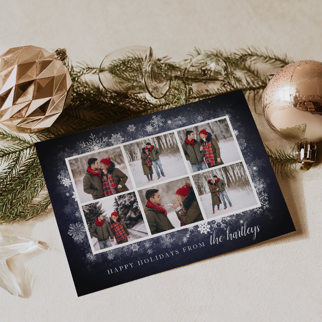 Midnight Frost | Holiday Photo Collage Card (Creator Uploaded)