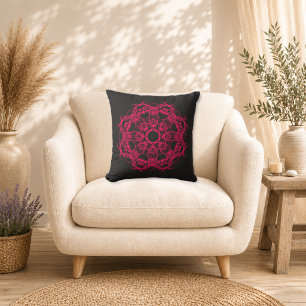 Midnight Fuchsia Mandala Cushion