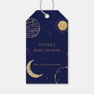 Midnight Galaxy Moon Star Boy Baby Shower  Gift Tags