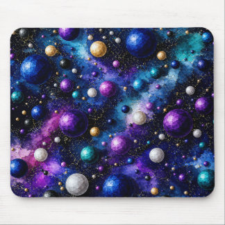 Midnight Galaxy Poly Bubbles Mouse Pad