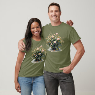 Midnight Garden: Abstract Watercolour Rose Bush T-Shirt