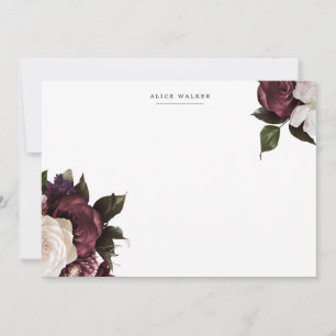 Midnight Garden Blush Floral Stationery Note Card
